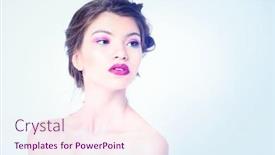  Presentation with cosmetics beauty - PPT theme enhanced with make-up and cosmetics concept beauty portrait of a sexual woman with bright make-up white background background and a pink colored foreground