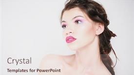  Presentation with beauty cosmetics - Amazing theme having make-up and cosmetics concept beauty portrait of a sexual woman with bright make-up white background backdrop and a lemonade colored foreground