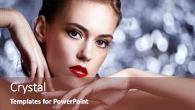  Presentation with golden woman - Colorful slides enhanced with make-up-and-cosmetics-portrait backdrop and a tawny brown colored foreground