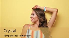  Presentation with hair color - Slide deck consisting of make up and long wavy background and a yellow colored foreground