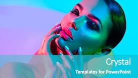  Presentation with studio lights - Beautiful presentation design featuring make-up and manicure art backdrop and a teal colored foreground