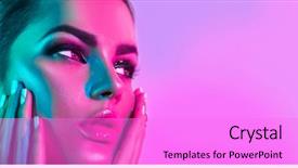  Presentation with studio lights - Amazing slides having make-up and manicure art backdrop and a lilac colored foreground