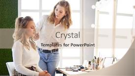  Presentation with artist - Theme with make-up-artist-doing-make background and a soft green colored foreground