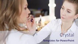  Presentation with artist - Beautiful theme featuring make-up-artist-doing-make backdrop and a sky blue colored foreground