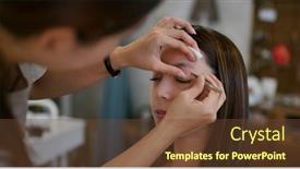 Presentation with artist - Amazing slide set having make-up-artist-shaping-eyebrow backdrop and a tawny brown colored foreground