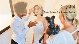  Presentation with artist - Slides having make-up-artist-styling background and a lemonade colored foreground