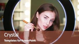  Presentation with led light - Beautiful slides featuring make up artists round led backdrop and a tawny brown colored foreground