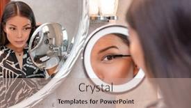  Presentation with ready - Presentation theme featuring make-up-asian-woman-getting background and a coral colored foreground