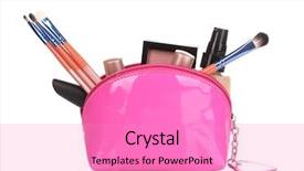  Presentation with cosmetics - Cool new presentation theme with make up bag with cosmetics backdrop and a coral colored foreground