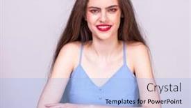  Presentation with beauty - Presentation design featuring make-up-beauty-female-face background and a light blue colored foreground