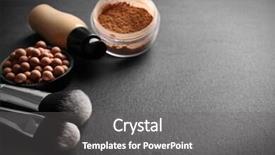  Presentation with foundation - Cool new slides with make up brushes and foundation on grey background backdrop and a gray colored foreground