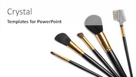  Presentation with studio flat - Slide set having make-up-brushes-set-over background and a white colored foreground