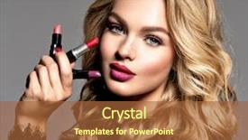  Presentation with makeup fashion model applying lipstick - Amazing slide deck having make-up closeup portrait gorgeous backdrop and a red colored foreground