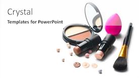  Presentation with product - Audience pleasing presentation theme consisting of make-up-face-contouring-make backdrop and a white colored foreground