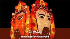  Presentation with lantern chinese - PPT theme with make-up in beijing opera background and a tawny brown colored foreground