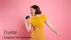  Presentation with music singing - Slide deck enhanced with make up listening to music background and a coral colored foreground