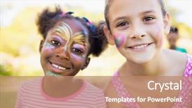  Presentation with painting - Slides featuring make up on the face background and a coral colored foreground