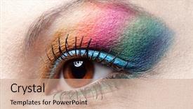  Presentation with colorful eye - Slides enhanced with make-up on woman eye background and a coral colored foreground