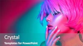  Presentation with girl design - PPT theme with make up over colourful vivid background and a teal colored foreground