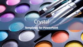  Presentation with colorful eye - Cool new PPT layouts with make-up palette set backdrop and a teal colored foreground