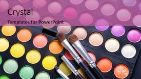  Presentation with colorful eye - Cool new PPT layouts with up colorful bright eye shadow backdrop and a coral colored foreground