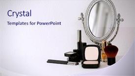  Presentation with cosmetics - Cool new presentation with make up salon - set of cosmetics and vintage backdrop and a sky blue colored foreground