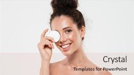  Presentation with beauty - Beautiful PPT theme featuring make up with cotton pad backdrop and a lemonade colored foreground