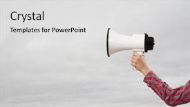  Presentation with announcement - Presentation theme consisting of make your announcement mixed media background and a light gray colored foreground