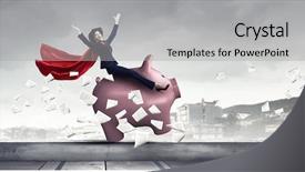  Presentation with work - Colorful PPT theme enhanced with make your savings work backdrop and a light gray colored foreground