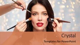  Presentation with beauty - PPT theme consisting of makeover - beauty and people concept background and a coral colored foreground