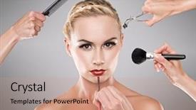  Presentation with process - Presentation with makeover - picture shows studio makeup process background and a coral colored foreground