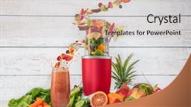  Presentation with fruit drink - Slides featuring maker mixer with fruit fly background and a soft green colored foreground