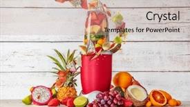  Presentation with fruit drink - PPT theme enhanced with maker mixer with fruit fly background and a soft green colored foreground