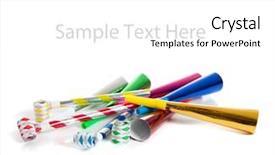  Presentation with red blue yellow - Beautiful PPT theme featuring makerspace - assorted noise makers including red backdrop and a  colored foreground