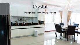  Presentation with living room - Slides having makerspace - kitchen cabinets with coffee corner background and a sky blue colored foreground