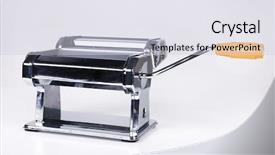  Presentation with pasta - Amazing theme having makerspace - metal pasta maker machine isolated backdrop and a lemonade colored foreground