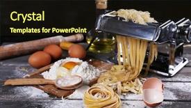  Presentation with pasta - Beautiful presentation theme featuring makerspace - metal pasta maker machine backdrop and a wine colored foreground