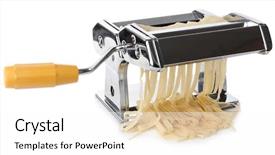  Presentation with precision metal machining by vertical - Beautiful slide set featuring makerspace - metal pasta maker machine backdrop and a white colored foreground