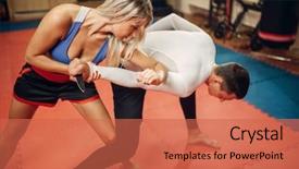  Presentation with self defense - Audience pleasing presentation theme consisting of makes elbow kick self-defense backdrop and a red colored foreground