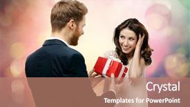  Presentation with fantasy - Presentation theme having makes present to his love background and a coral colored foreground