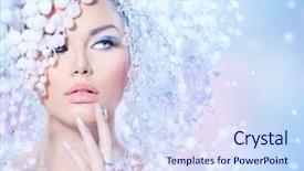  Presentation with winter ice - Presentation theme featuring makeup and manicure winter queen background and a sky blue colored foreground