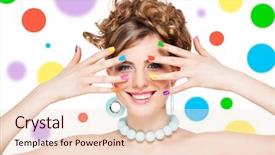  Presentation with makeup brushes and make up - PPT layouts featuring makeup and nail polish manicure background and a lemonade colored foreground