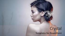  Presentation with beauty makeup - Slide set featuring young woman with great features background and a light gray colored foreground