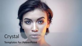  Presentation with beauty makeup - Amazing slide set having young woman with great features backdrop and a light blue colored foreground