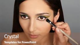  Presentation with makeup artist - PPT layouts consisting of makeup artist applying makeup background and a red colored foreground