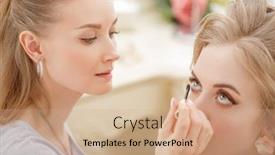  Presentation with art close up of professional - Beautiful slide set featuring makeup-artist-hair-professional-stylist backdrop and a coral colored foreground