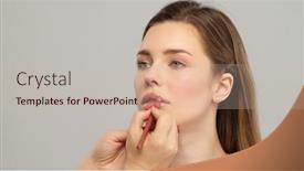  Presentation with lipstick - PPT layouts with makeup-artist-or-stylist-applies background and a soft green colored foreground
