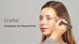  Presentation with makeup artist - Presentation theme with makeup-artist-or-stylist-applies background and a soft green colored foreground