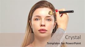  Presentation with makeup artist - PPT theme having makeup-artist-or-stylist-applies background and a coral colored foreground