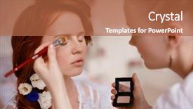  Presentation with bride and groom at wedding - Colorful PPT theme enhanced with makeup bride before the wedding backdrop and a  colored foreground